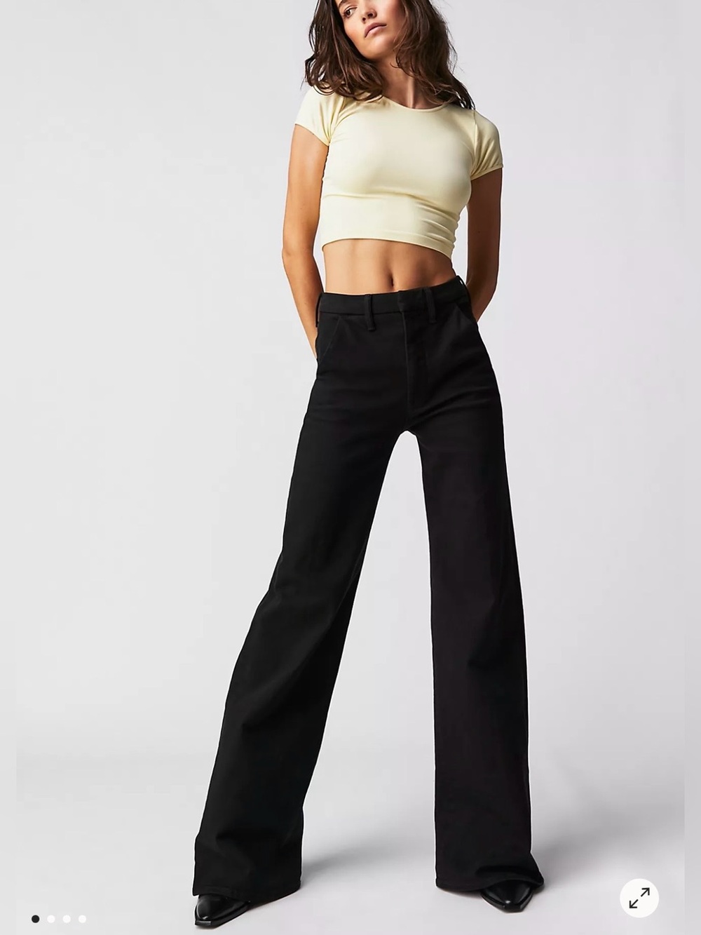 Mother The Roller Prep Heel Jeans Women's 28 Black Wide Leg Stretch High Rise - Picture 1 of 16